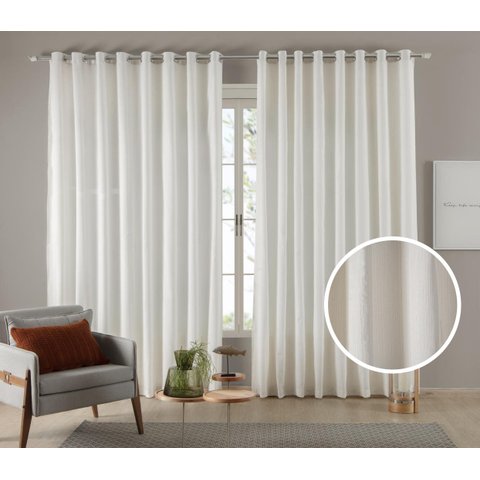Cortina Tecido Linho 3,00M De Largura X 2,30M De Altura Palha Para Sala Ou Quarto