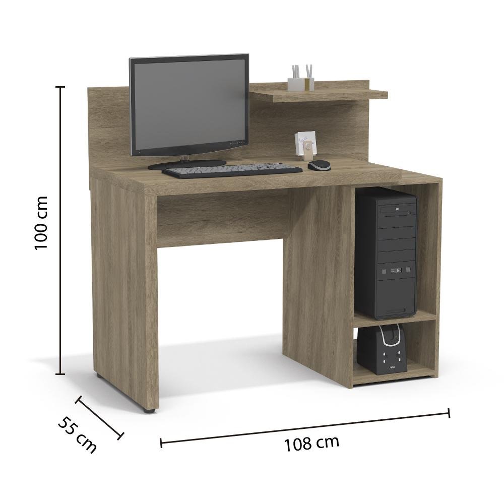 Mesa para Computador com Prateleira S973 Kappesberg - Texturizado Nogal - 4