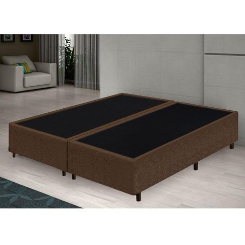 Base Box Casal Bipartido Santo Box Suede Marrom 40x138x188