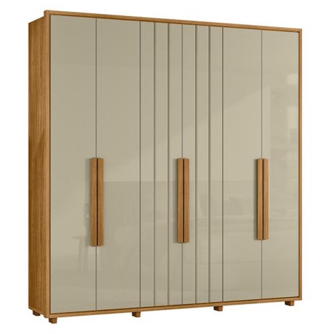 Guarda Roupa Casal Veronese Ripado 6 Portas Cumaru/opala - Madetec