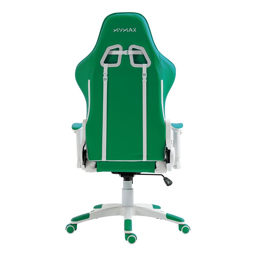 Cadeira De Escritório Branca e Verde Gamer Ergonômica Giratória Em Couro Sintético Suporta até 150 K - 5