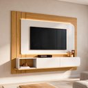 Ver imagem 4 de Painel para TV 75 pol com Bancada Suspensa e LED Legend B01 Off White Cinamomo - Lyam Decor