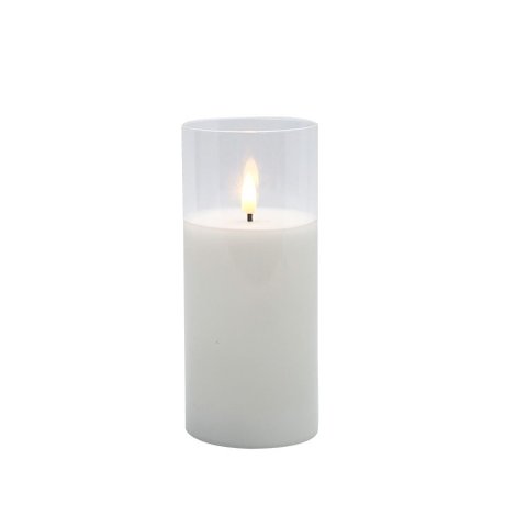 Vela Decorativa de Led em Vidro Branco 17,5cm Nw0057 Btc