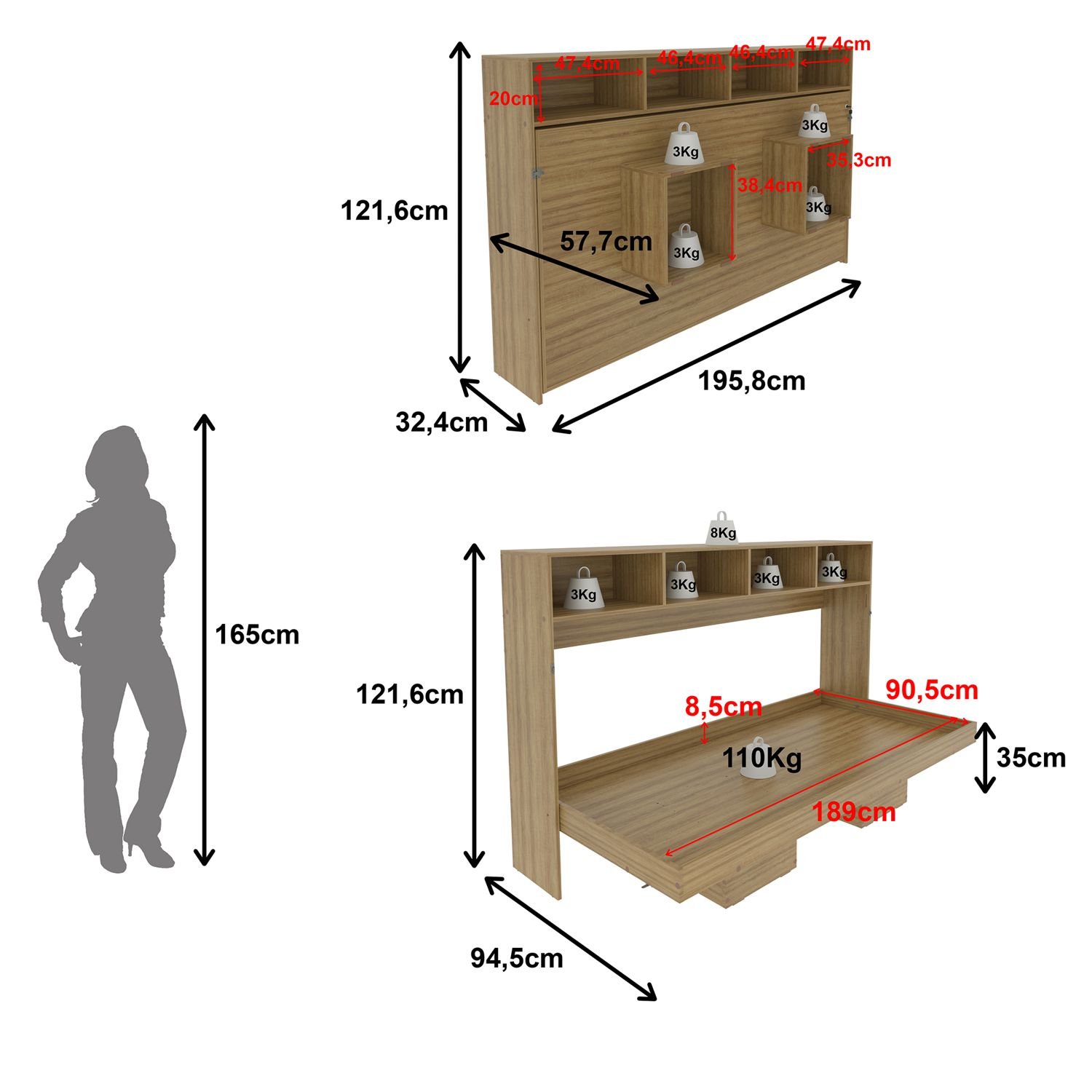 Cama Articulada Horizontal Solteiro 88cm Cm8020 Tecno Mobili - Amendoa - 5