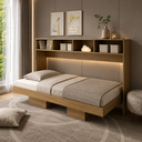 Ver imagem 1 de Cama de Solteiro Horizontal Dobrável Articulada 88cm Amêndoa - Tecno Mobili