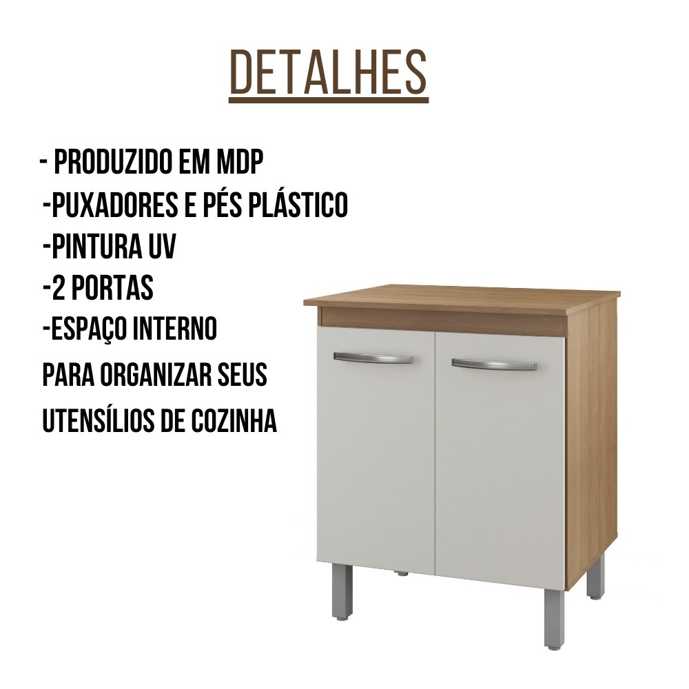 Balcão Multiuso para Cozinha Serena 2 Portas Moblis Savana Off White - 2