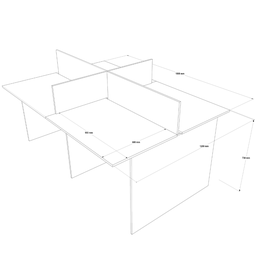 Plataforma de Trabalho 4 Lugares 180x120cm Cor:preto - 4