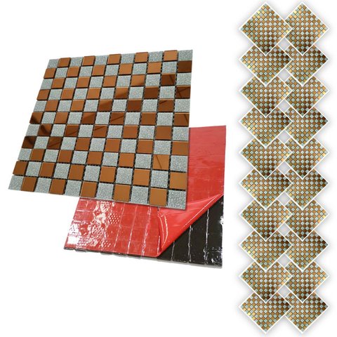 Pastilha de Vidro Autocolante Kit 20 Uni Parede Cozinha Box Banheiro Sala Decorativa Facil Aplicacao