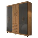 Ver imagem 1 de Guarda Roupa Casal Lion 6 Portas e 3 Gavetas Freijó/Grafite Perolizado - Móveis Leão