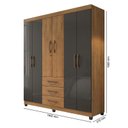 Ver imagem 4 de Guarda Roupa Casal Lion 6 Portas e 3 Gavetas Freijó/Grafite Perolizado - Móveis Leão