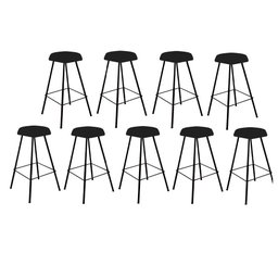 Kit 09 Banqueta Alta Lari Eiffel Hexágono Cozinha Bar Balcão Bistrô Ferro Preto Tecido Sintético Pre - 1