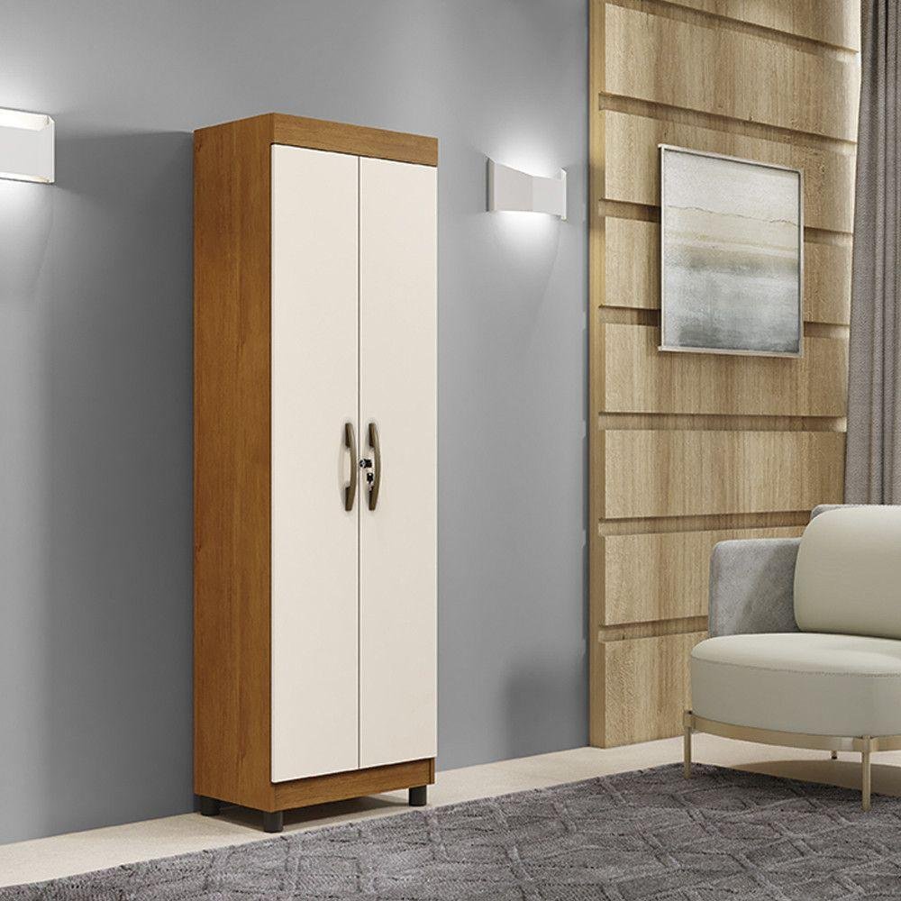 Armário Multiuso 2 Portas 6 Prateleiras Cinamomo Off White | MadeiraMadeira