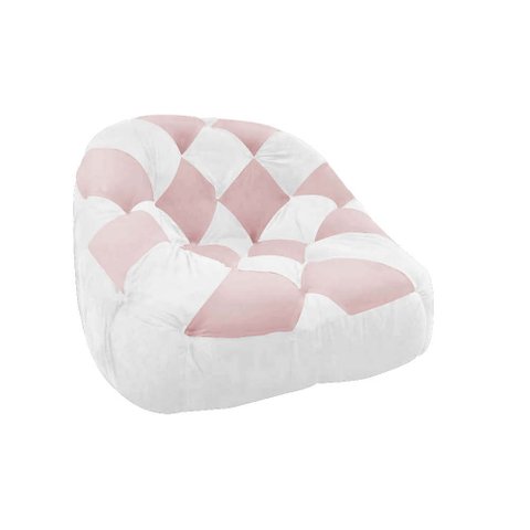 Poltrona Paloma Escritório Sala Pé Plástico Suede Branco e Suede Rosa Bebê - Dominic Decor