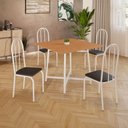 Ver imagem 2 de Conjunto Sala de Jantar 90x90 Ilhabela 4 Cad Branca C- Preto