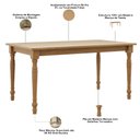 Ver imagem 5 de Mesa de Jantar 6 Lugares com 06 Cadeiras Madeira Maciça Estofada Lazuli F06 Linho Mescla Freijó - Ly