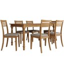 Ver imagem 2 de Mesa de Jantar 6 Lugares com 06 Cadeiras Madeira Maciça Estofada Lazuli F06 Linho Mescla Freijó - Ly