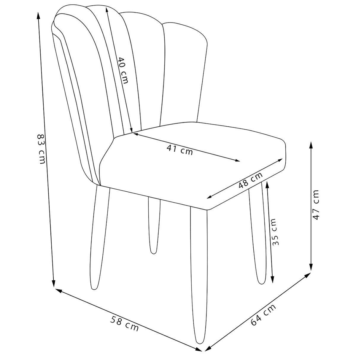 Cadeira Pétala para Penteadeira Escritório Pés Palito Veludo Preto Wed Decor - 4