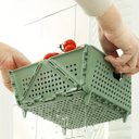 Ver mais imagens de Cesta Secar Frutas Vegetais Verduras Escoador Alimentos Drenagem Cozinha Pia Fruteira Dobravel Porta