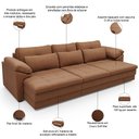 Ver imagem 4 de Sofá Retrátil para Sala de Estar 4 Lugares 297cm Riza S03 Couro Soft Mel - Lyam Decor
