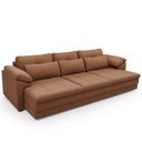 Ver imagem 1 de Sofá Retrátil para Sala de Estar 4 Lugares 297cm Riza S03 Couro Soft Mel - Lyam Decor