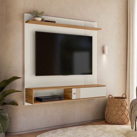 Painel Suspenso Milão Frisado 1,36m para Tv até 55 Polegadas Peternella Móveis