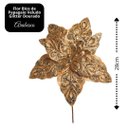 Ver imagem 5 de Kit 3 Flores Bico de Papagaio Pick Natal Veludo Arabesco Glitter Dourado 28cm - Magizi