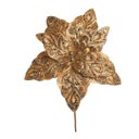 Ver imagem 3 de Kit 3 Flores Bico de Papagaio Pick Natal Veludo Arabesco Glitter Dourado 28cm - Magizi