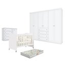 Ver imagem 1 de Quarto de Bebê Americano 6 Portas com Berço Americano Evolution 4 em 1 Branco Acetinado Reller e