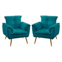 Ver imagem 1 de Kit 2 Poltronas Opala Suede Azul Turquesa Aradecor