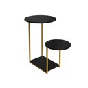 Ver imagem 1 de Mesal Lateral Cibele Tampo Redondo Ferro Dourado Tampo Preto