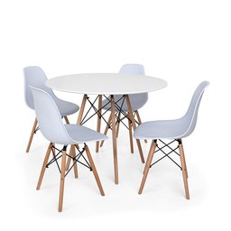 Conjunto Mesa de Jantar Redonda Solo Branca 80cm com 4 Cadeiras Solo - Branco - 1 Conjunto Mesa de Jantar Redonda Solo Branca 80cm com 4 Cadeiras Solo - Branco - 1