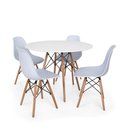 Ver imagem 1 de Conjunto Mesa de Jantar Redonda Solo Branca 80cm com 4 Cadeiras Solo - Branco
