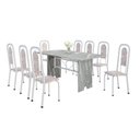 Ver imagem 2 de Conjunto Sala de Jantar com 8 Cadeiras Lara Branco/Bege