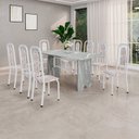 Ver imagem 1 de Conjunto Sala de Jantar com 8 Cadeiras Lara Branco/Bege