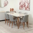 Ver imagem 1 de Conjunto de Jantar Mesa Retangular com Vidro Donatella com 6 Cadeiras New Drop - Natural C/ Cinza