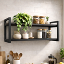 Ver imagem 1 de Prateleira Suspensa Parede Estilo Industrial Mdf Premium com Suportes em Aço Preto