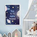 Ver imagem 2 de Quadro Infantil Voe Alto Foguete Espaço 24x18cm:Madeira branca