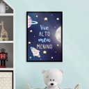 Ver imagem 1 de Quadro Infantil Voe Alto Foguete Espaço 24x18cm:Madeira branca