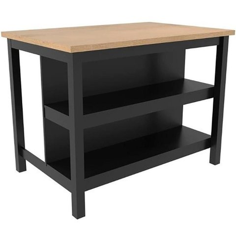 Bancada Ilha Cozinha 2 Prateleiras 120x80 Cm Cd1019 Preto Dtall