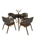 Ver imagem 2 de Mesa Redonda Leda 90cm MDF & 04 Cadeiras Estofadas Ergonômica