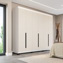 Ver imagem 1 de Guarda-Roupa Casal 6 Portas de Bater Madrid Bege/Creme/Branco