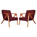 Ver imagem 1 de Conjunto 2 Poltronas Monalisa Com Braços de Madeira Suede Vermelho Bordo - LM DECOR