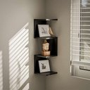 Ver imagem 2 de Prateleira de Canto Lyra 3 Nichos Decorativos Preto para Sala Quarto Livros