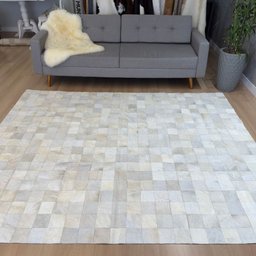 Tapete de Couro Tons de Branco 200x250 Placa de 10cm Quadriculado - 2