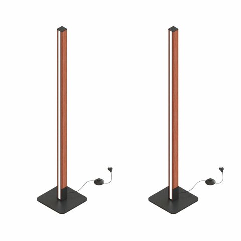 Kit 2 Luminária de Chão Coluna Led Geórgia 18w Bivolt 2000lm em Madeira Maciça