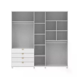 Guarda-roupa Casal com Espelho 5 Portas 4 Gavetas 100% Mdf Look 226 Cm - Branco Fosco C/ Champanhe - 5