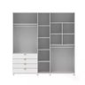 Guarda-roupa Casal com Espelho 5 Portas 4 Gavetas 100% Mdf Look 226 Cm - Branco Fosco C/ Champanhe - 5