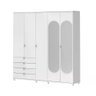 Guarda-roupa Casal com Espelho 5 Portas 4 Gavetas 100% Mdf Look 226 Cm - Branco Fosco C/ Champanhe - 4