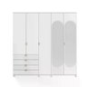 Guarda-roupa Casal com Espelho 5 Portas 4 Gavetas 100% Mdf Look 226 Cm - Branco Fosco C/ Champanhe - 3