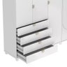 Guarda-roupa Casal com Espelho 5 Portas 4 Gavetas 100% Mdf Look 226 Cm - Branco Fosco C/ Champanhe - 7
